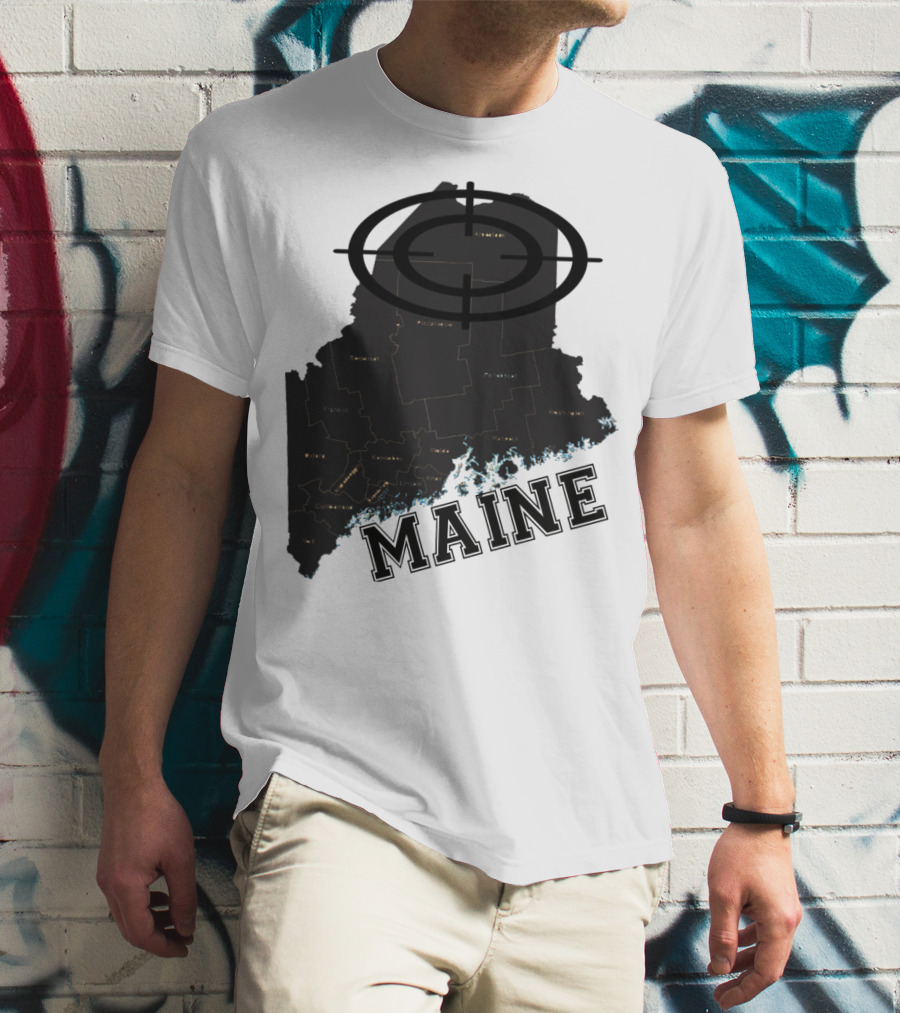 Maine Maps Classic Vintage Fun Target Overlay T-Shirt
