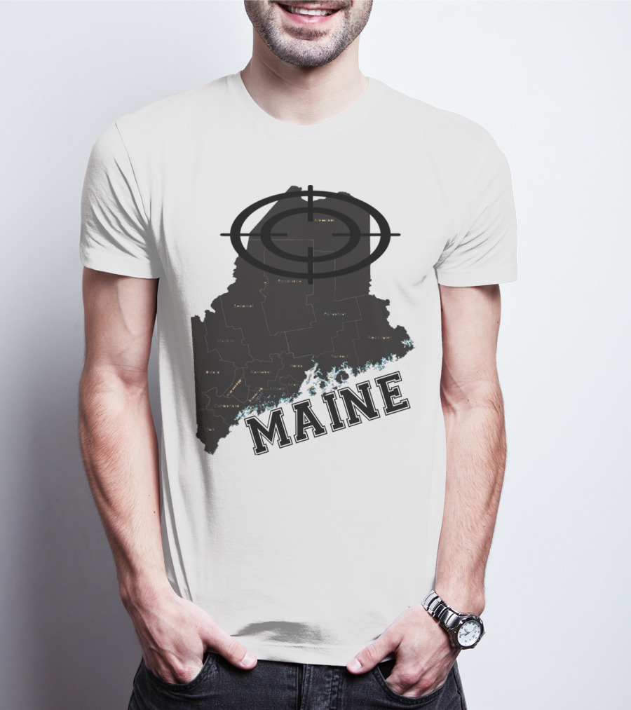 Maine Maps Classic Vintage Fun Target Overlay T-Shirt