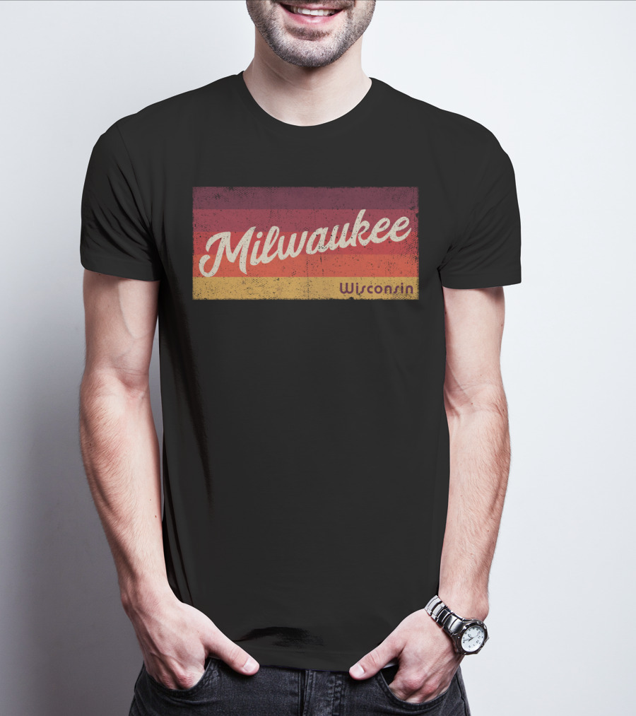 Milwaukee Wisconsin Vintage Retro Stripes T-Shirt