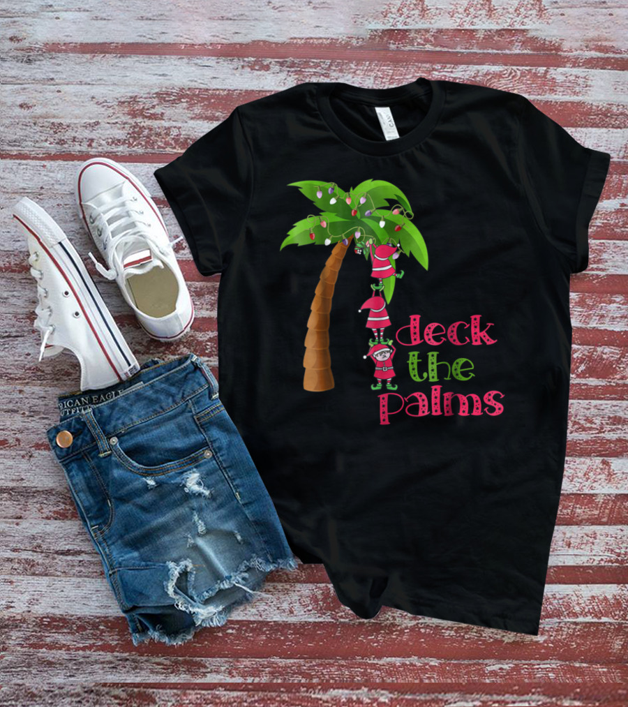 Deck The Palms Christmas In July Beach Cruise T-Shirt