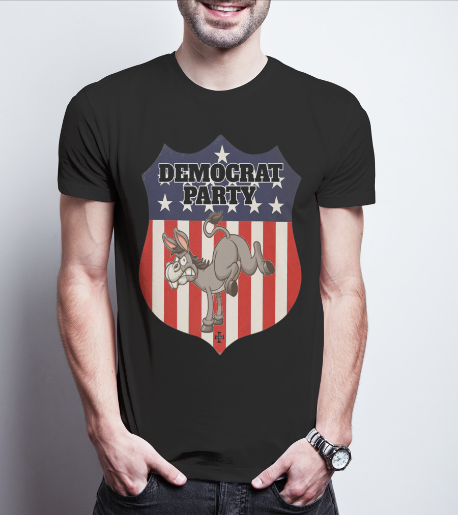 Democrat Party Shield Stars And Stripes Donkey T-Shirt