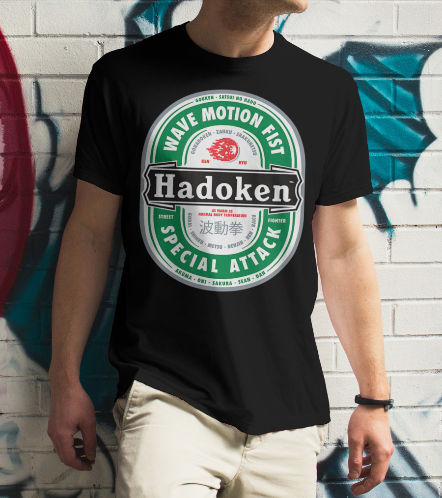 Wave Motion Fist Hadoken Street Fighter Special Attack Beer T-Shirt
