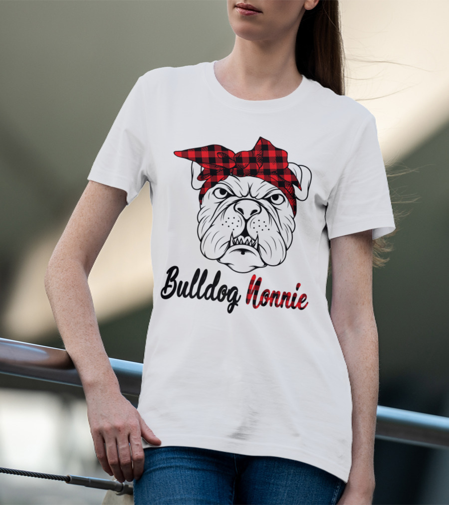 Bulldog Nonnie Plaid Red Bandana Costume T-Shirt