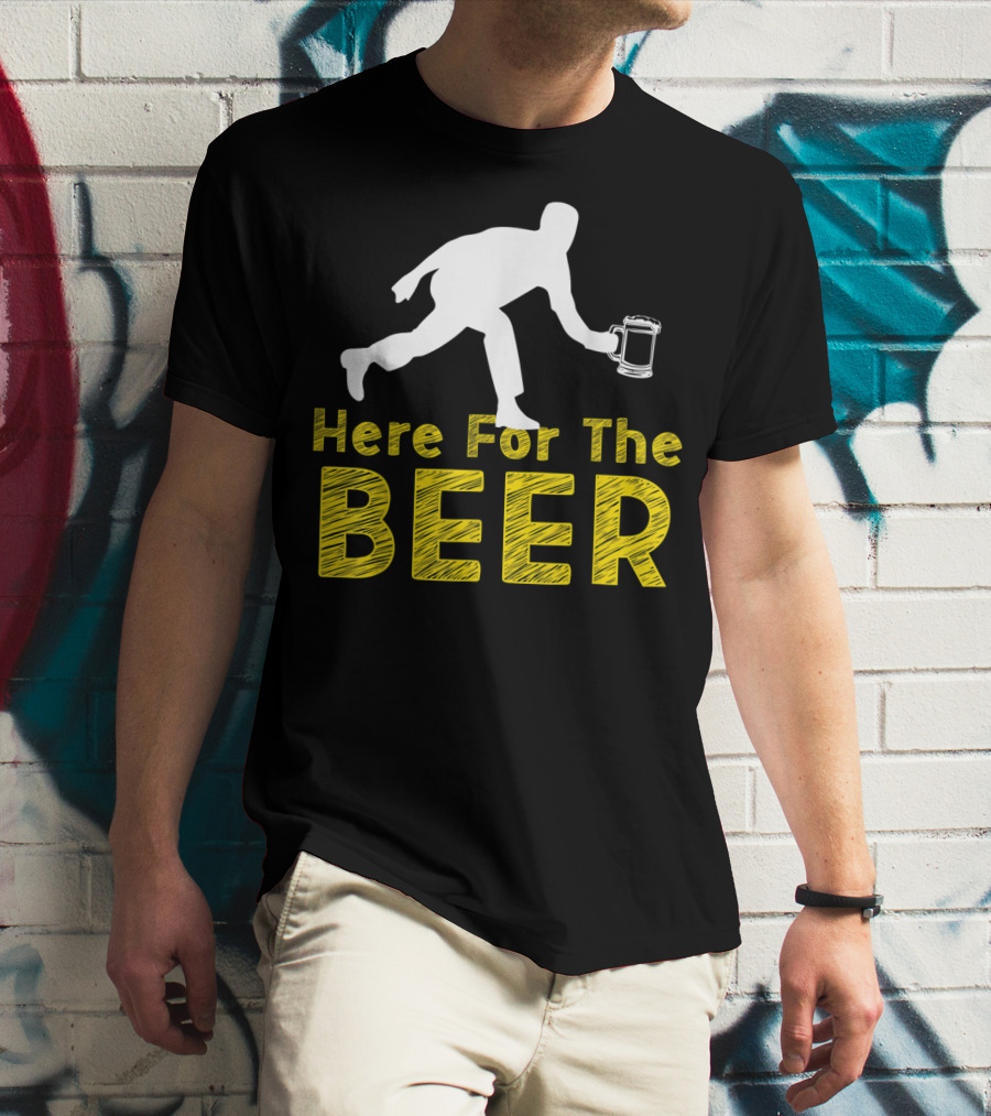 Funny Bowling Hobby Here For The Beer Drinking T-Shirt