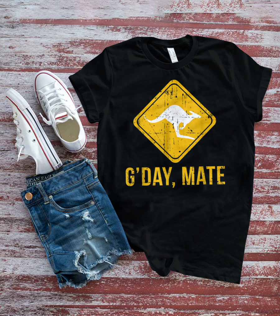 G'day Mate Kangaroo Road Sign Australia Family T-Shirt