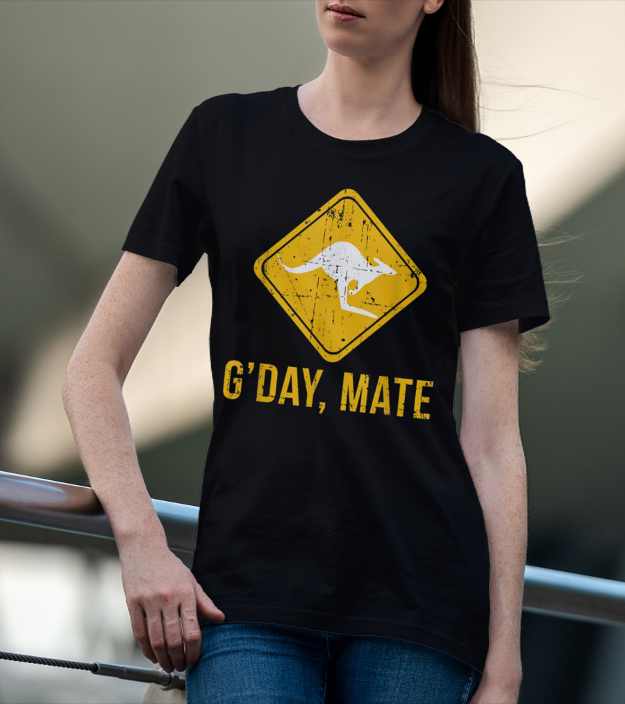 G'day Mate Kangaroo Road Sign Australia Family T-Shirt