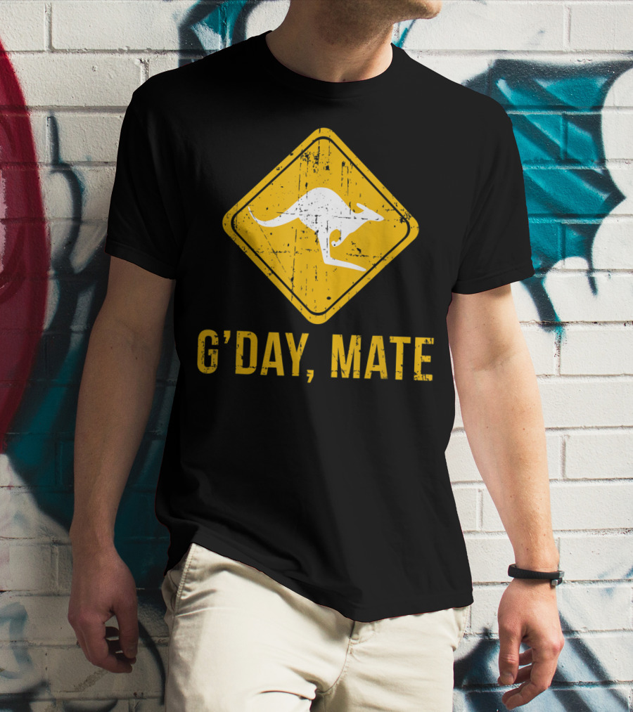 G'day Mate Kangaroo Road Sign Australia Family T-Shirt