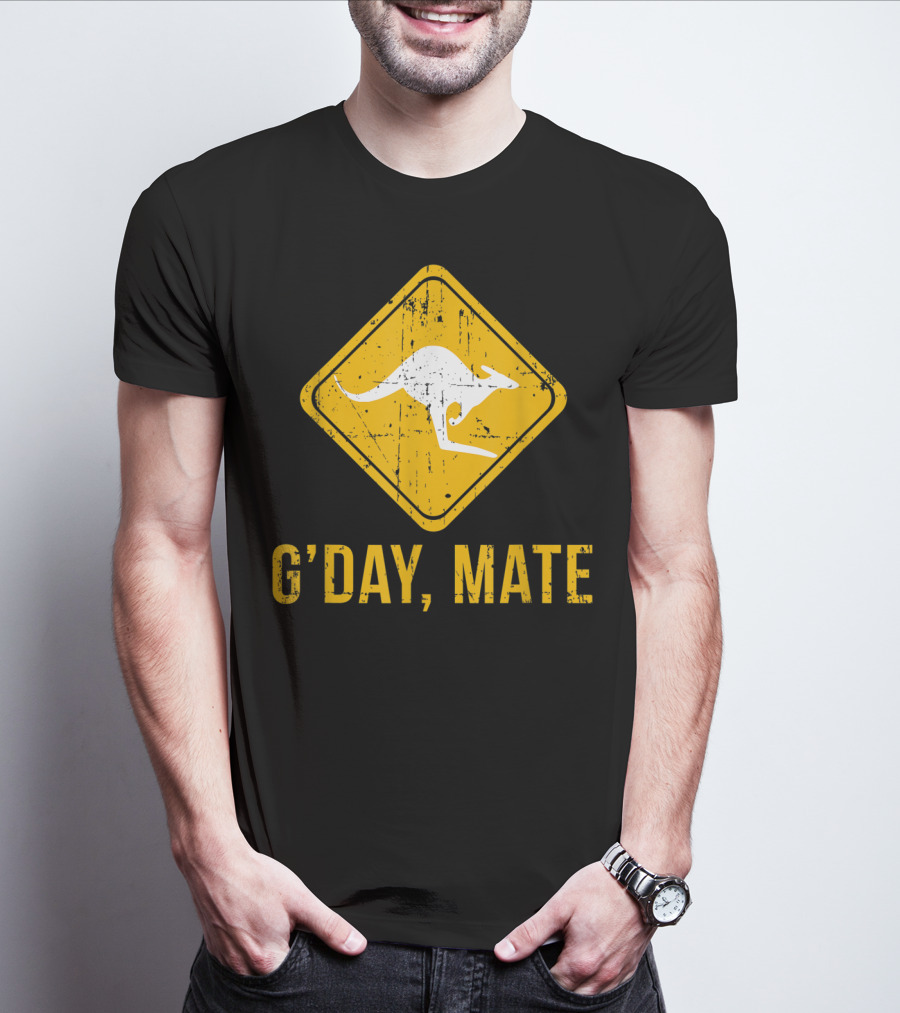 G'day Mate Kangaroo Road Sign Australia Family T-Shirt