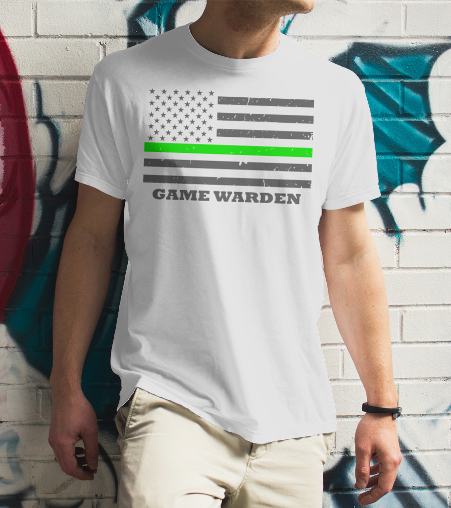 Game Warden Thin Green Line Flag Supporter T-Shirt