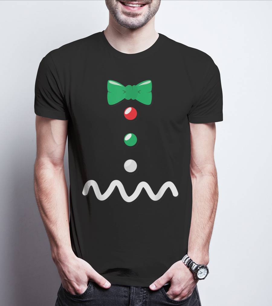 Gingerbread Man Christmas Bow Tie Décor T-Shirt