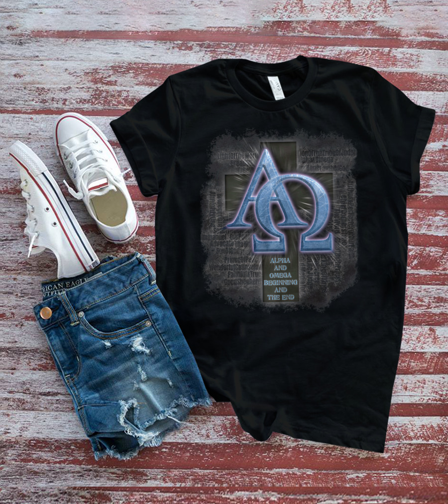 Alpha Omega Beginning And The End Jesus Cross Christian Symbols T-Shirt