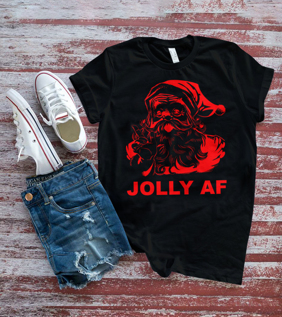 Jolly AF Funny Christmas Santa T-Shirt