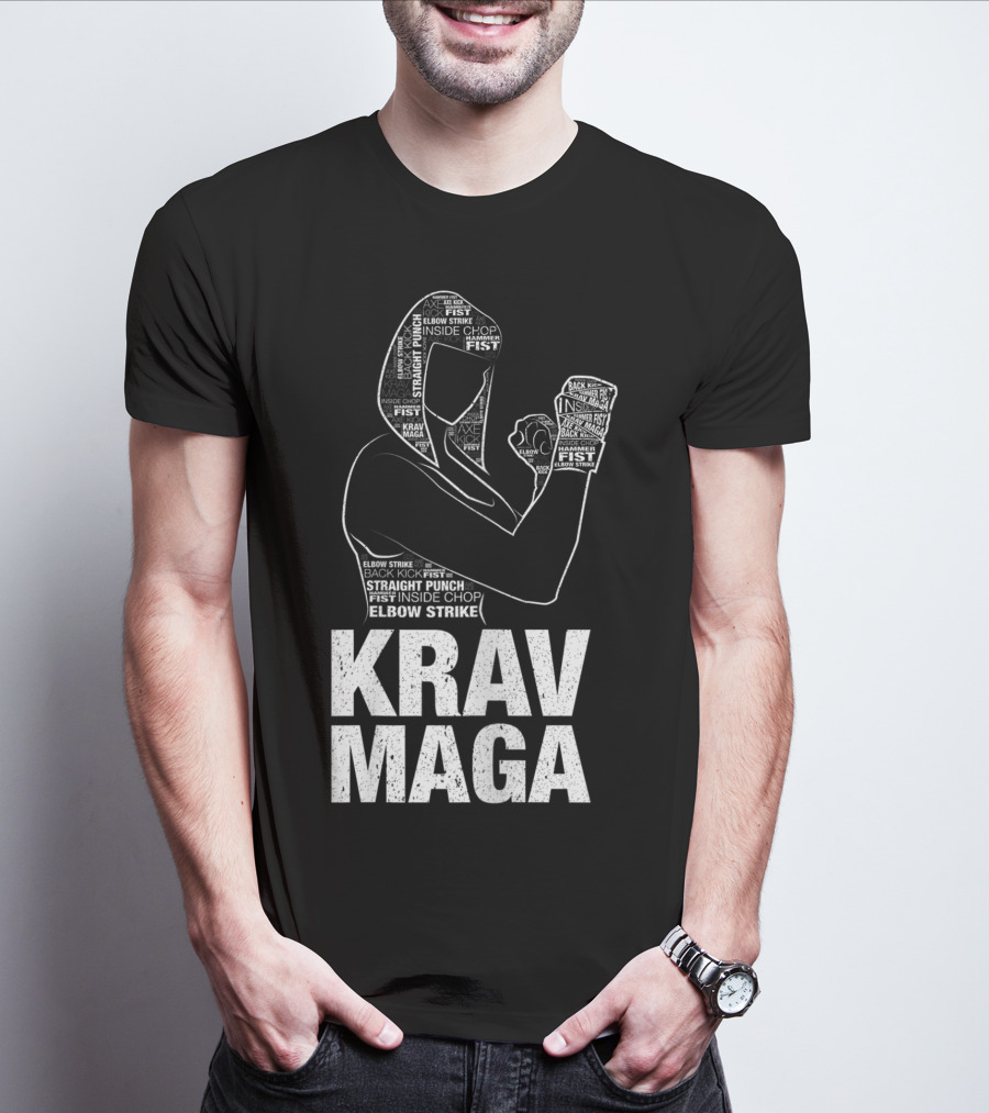 Krav Maga Woman Martial Arts Self Defence Straight Punch Elbow Strike Fist Techniques T-Shirt