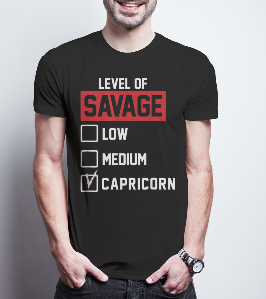 Level Of Savage Capricorn Checked Box Low Medium T-Shirt