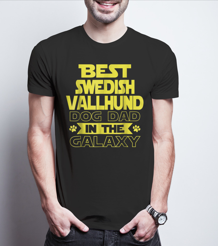 Best Swedish Vallhund Dog Dad In The Galaxy T-Shirt