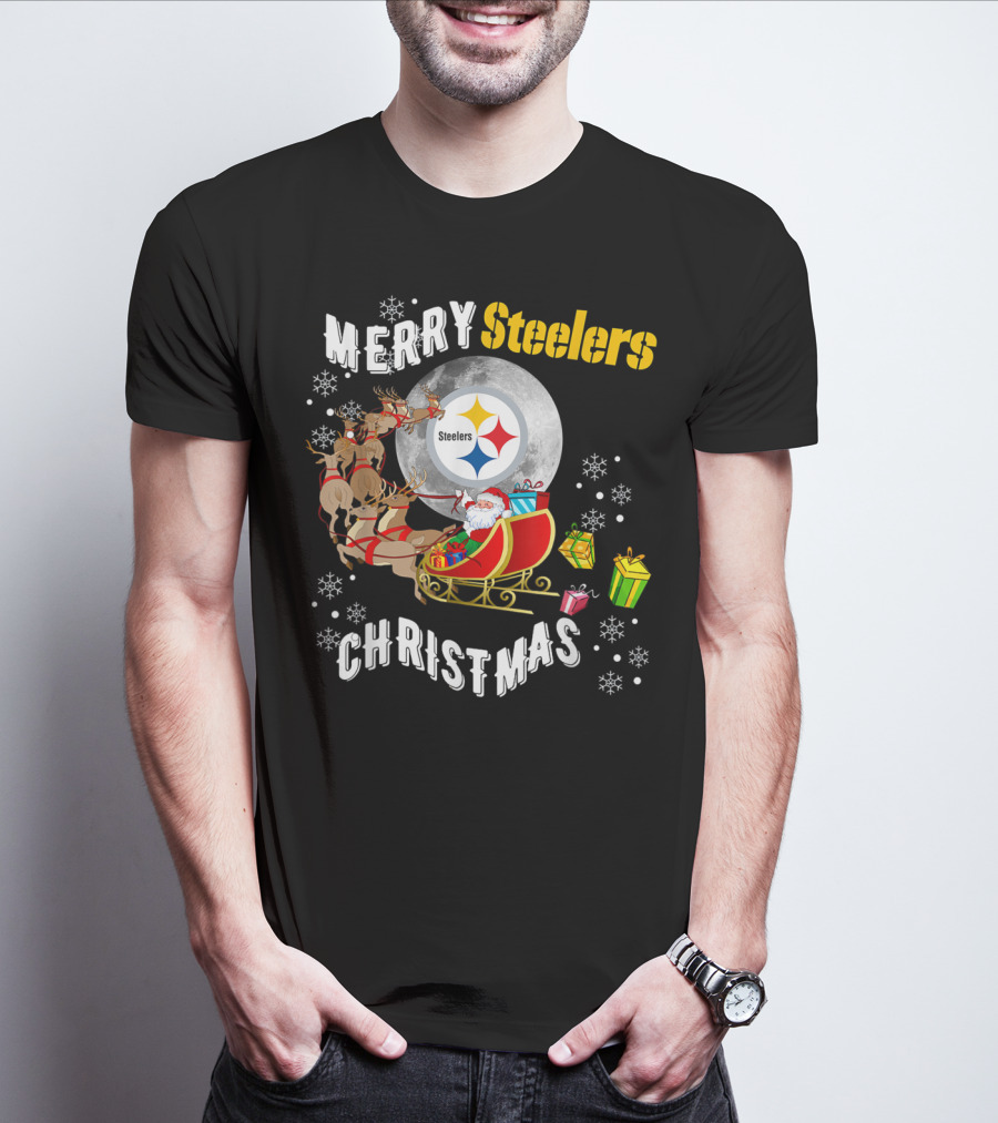 Merry Steelers Christmas Football Pittsburghsler Fan T-Shirt