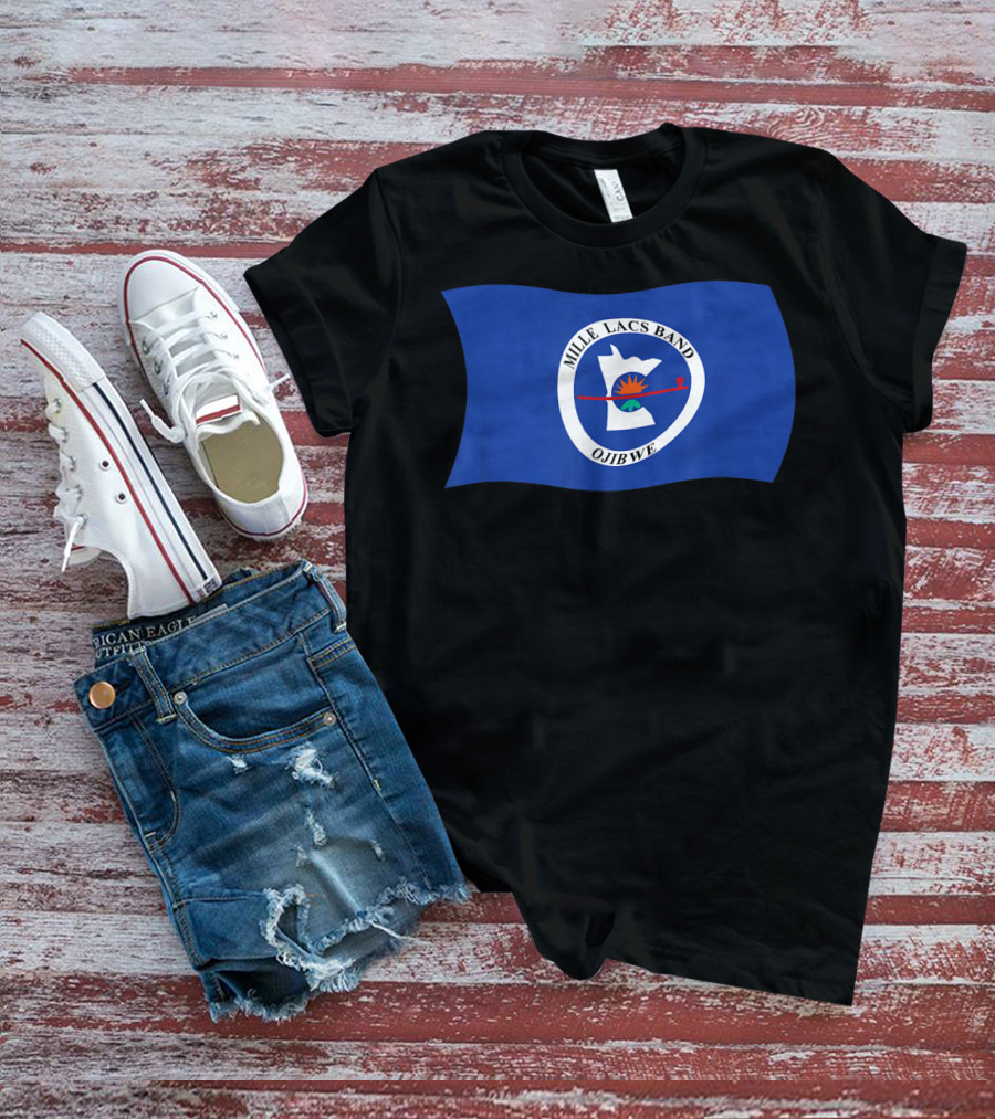 Mille Lacs Band Ojibwe Reservation Flag Blue Background T-Shirt