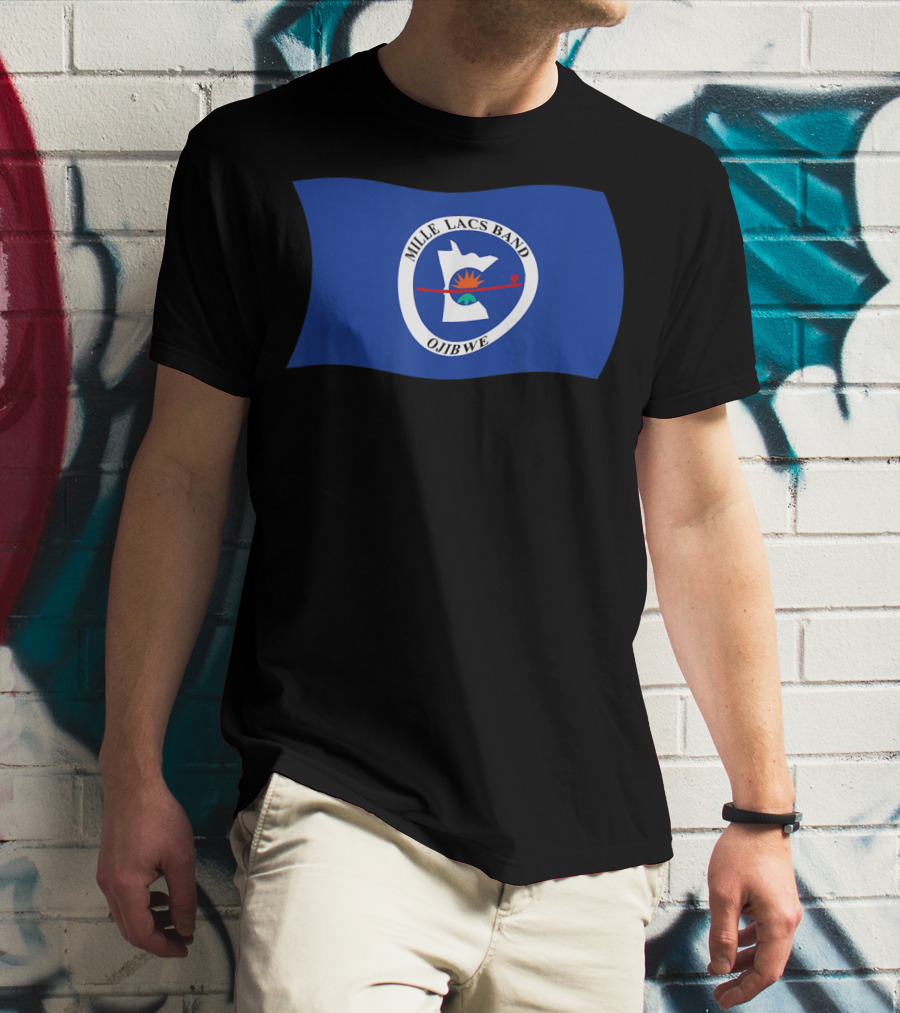 Mille Lacs Band Ojibwe Reservation Flag Blue Background T-Shirt