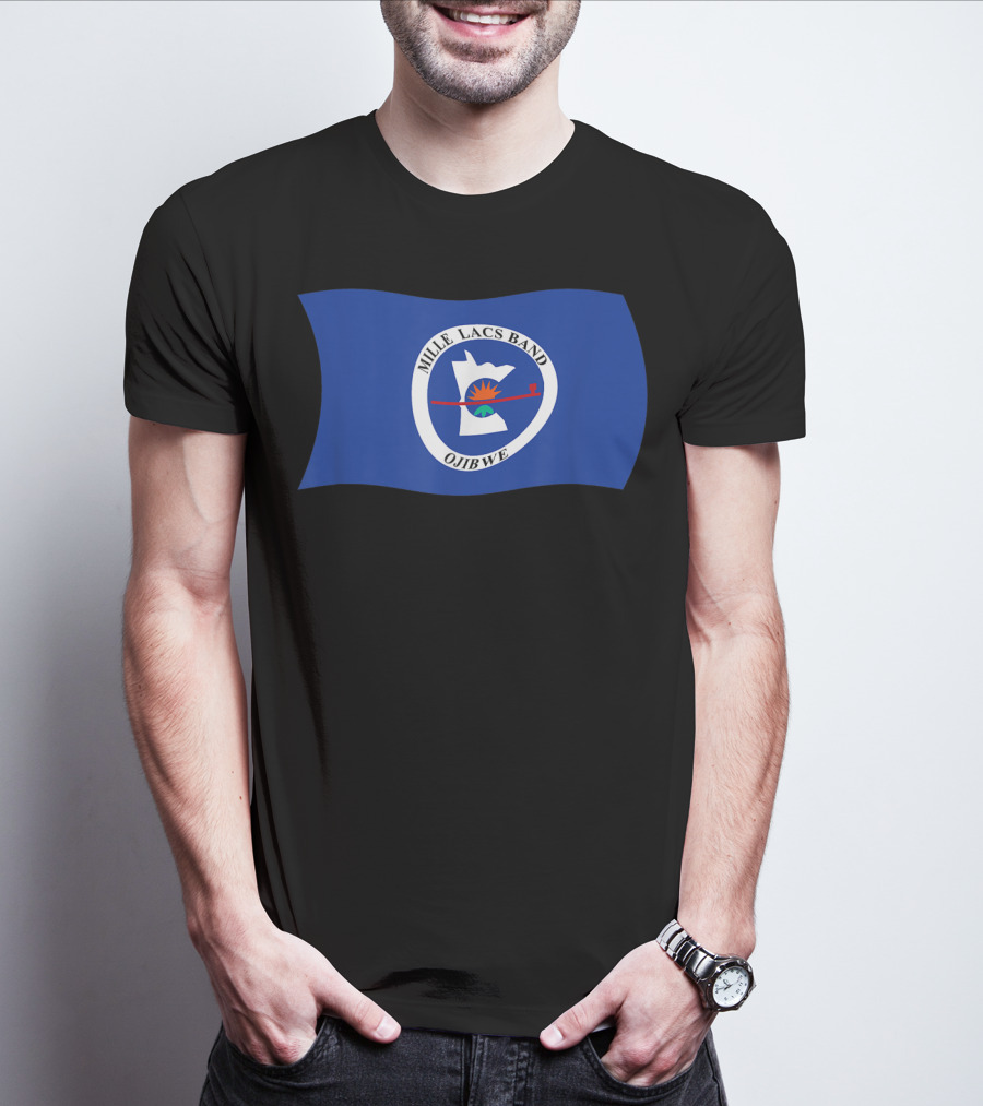Mille Lacs Band Ojibwe Reservation Flag Blue Background T-Shirt
