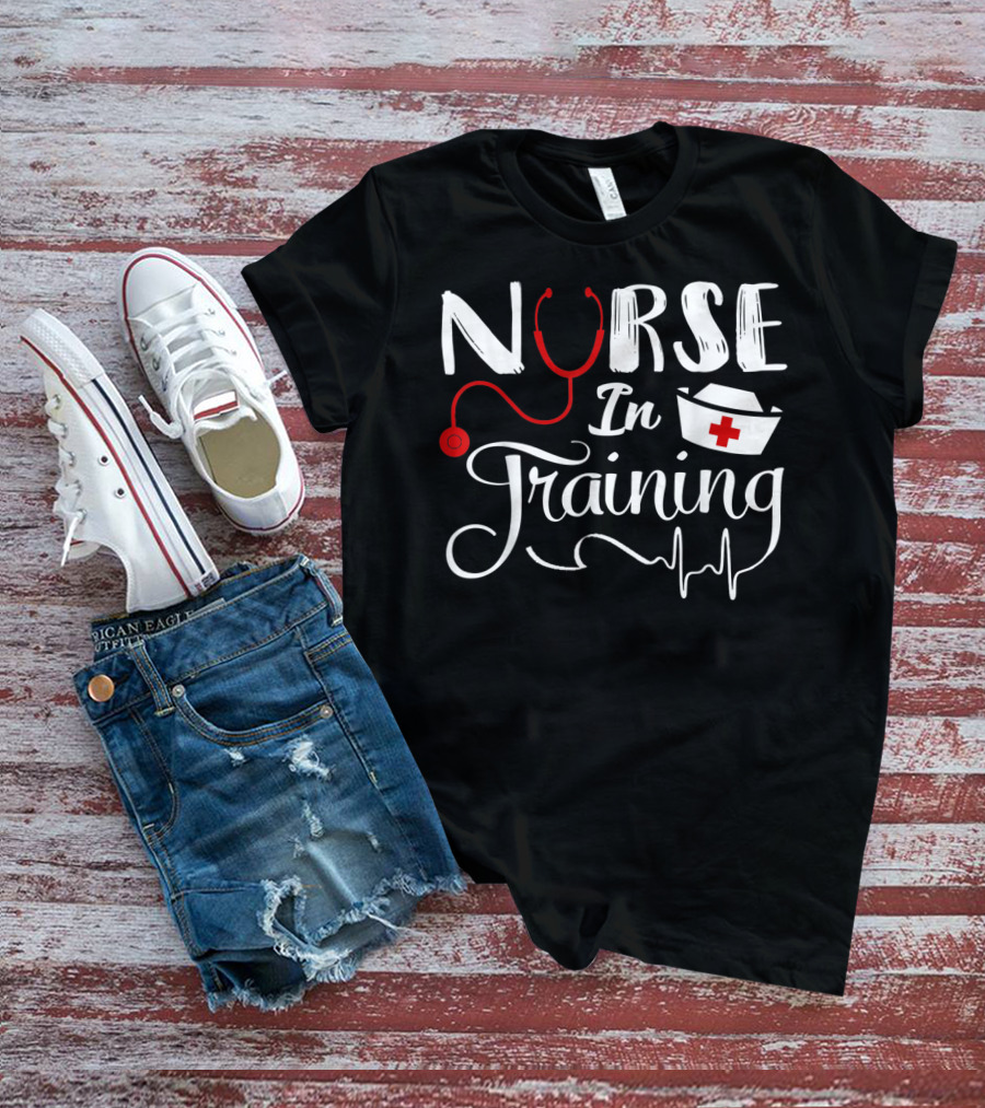 Nurse In Training Future Nurse Nursing Student Stethoscope Nurse Hat EKG T-Shirt