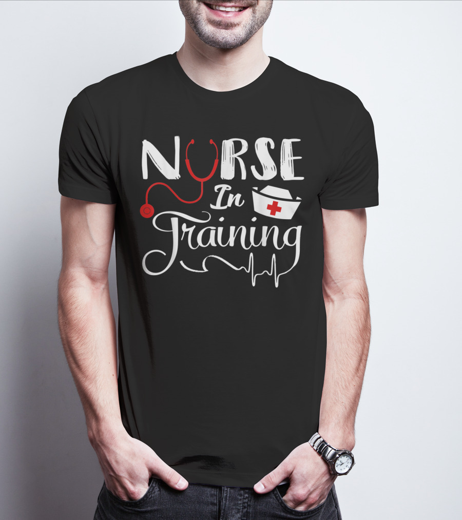 Nurse In Training Future Nurse Nursing Student Stethoscope Nurse Hat EKG T-Shirt
