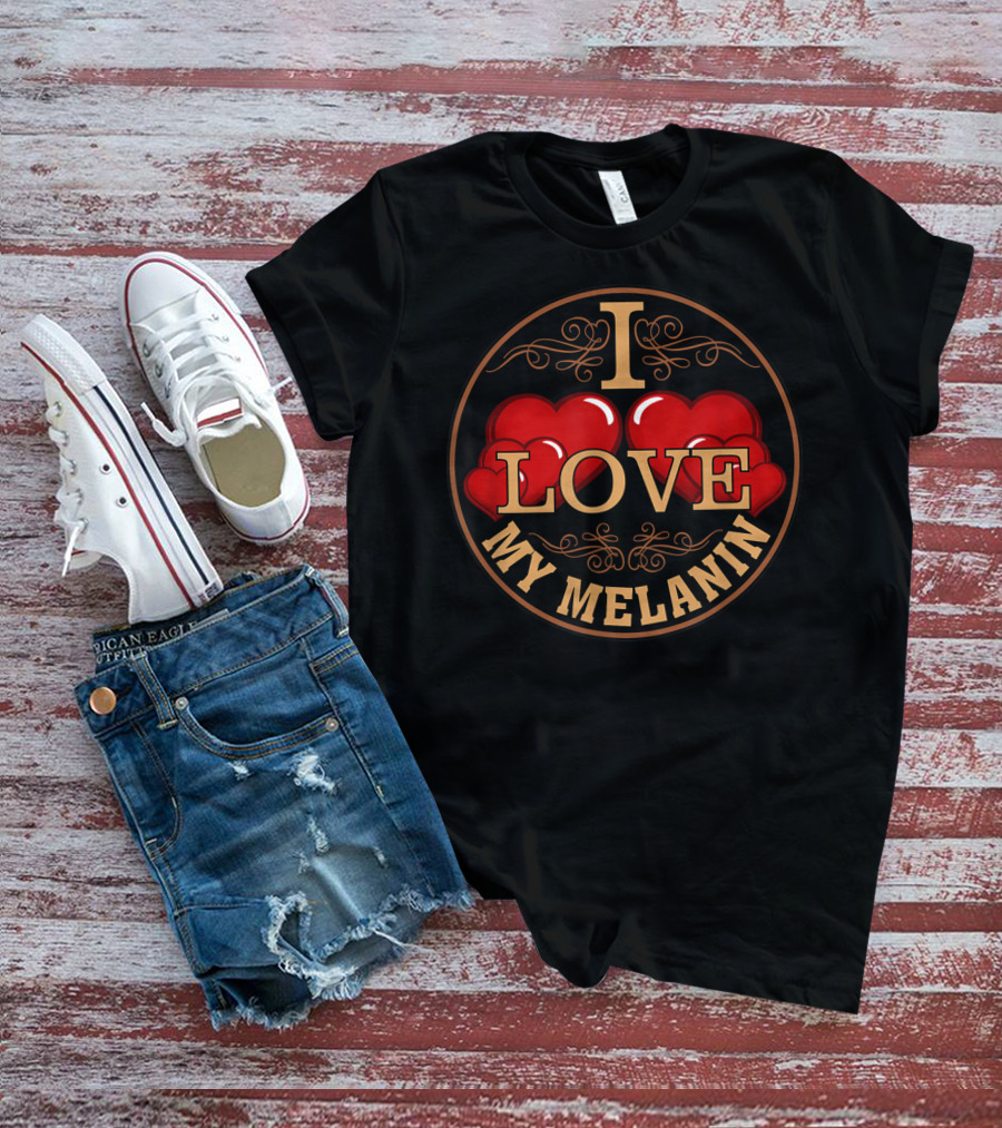 Oheneba I Love My Melanin Black Pride Heart T-Shirt