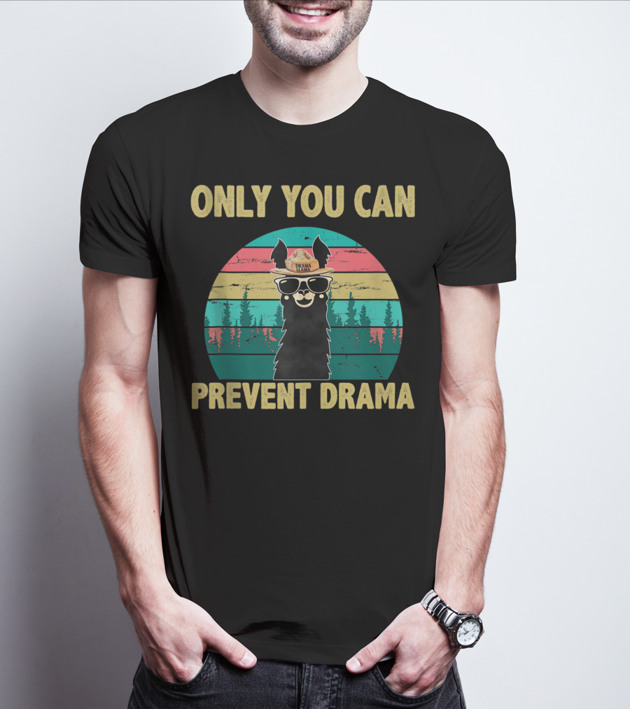 Only You Can Prevent Drama Llama Vintage Camping Vibes T-Shirt
