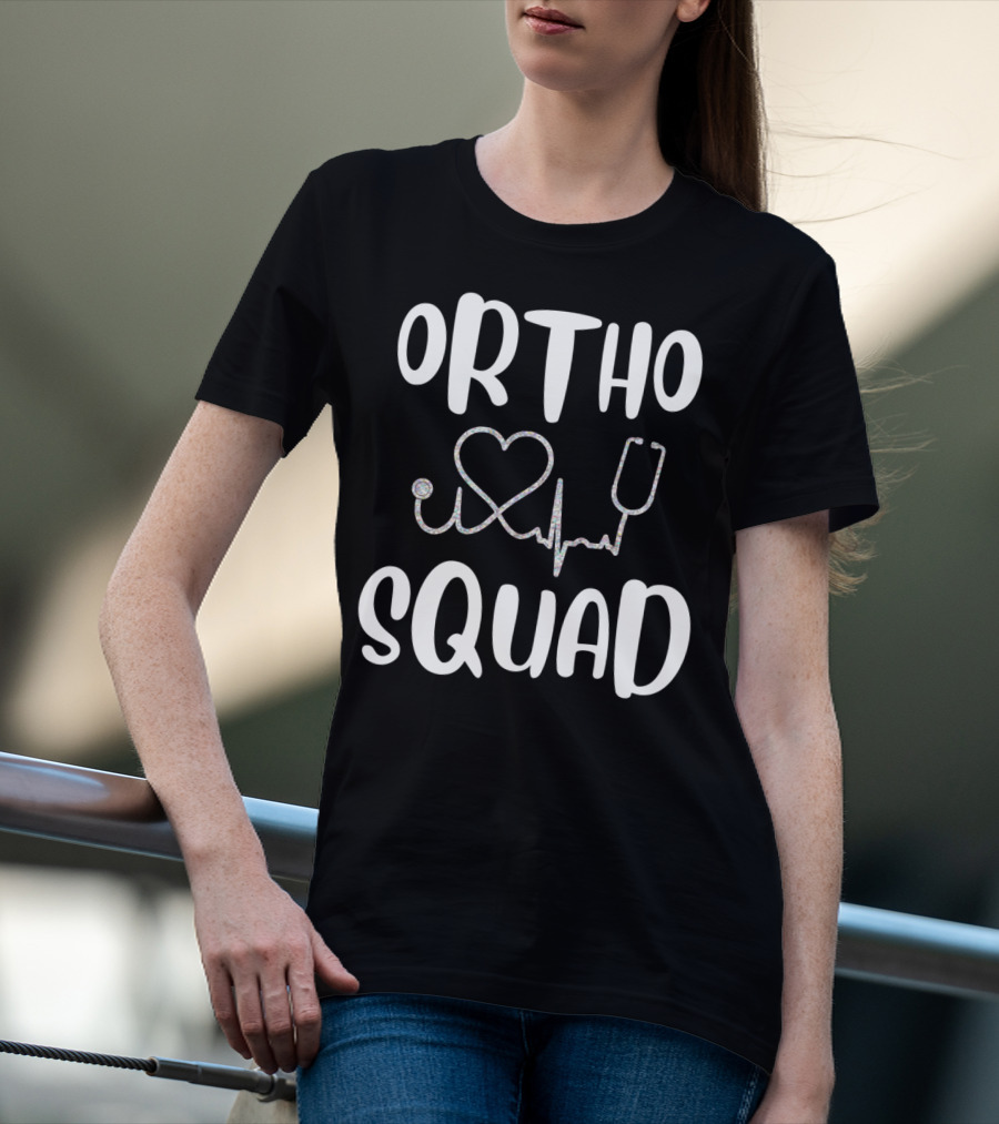 Ortho Squad Heartbeat Stethoscope Orthopedic Doctor Nurse T-Shirt
