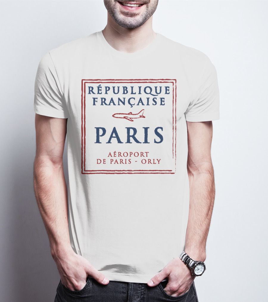 République Française Paris Aéroport De Paris-Orly Passport Stamp Vacation Travel T-Shirt