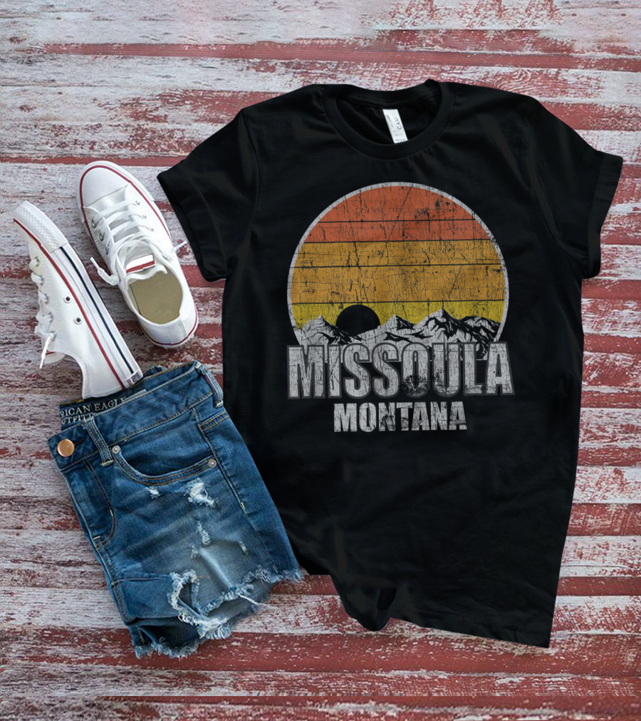 Retro Missoula Montana Vintage Sunset Mountains T-Shirt