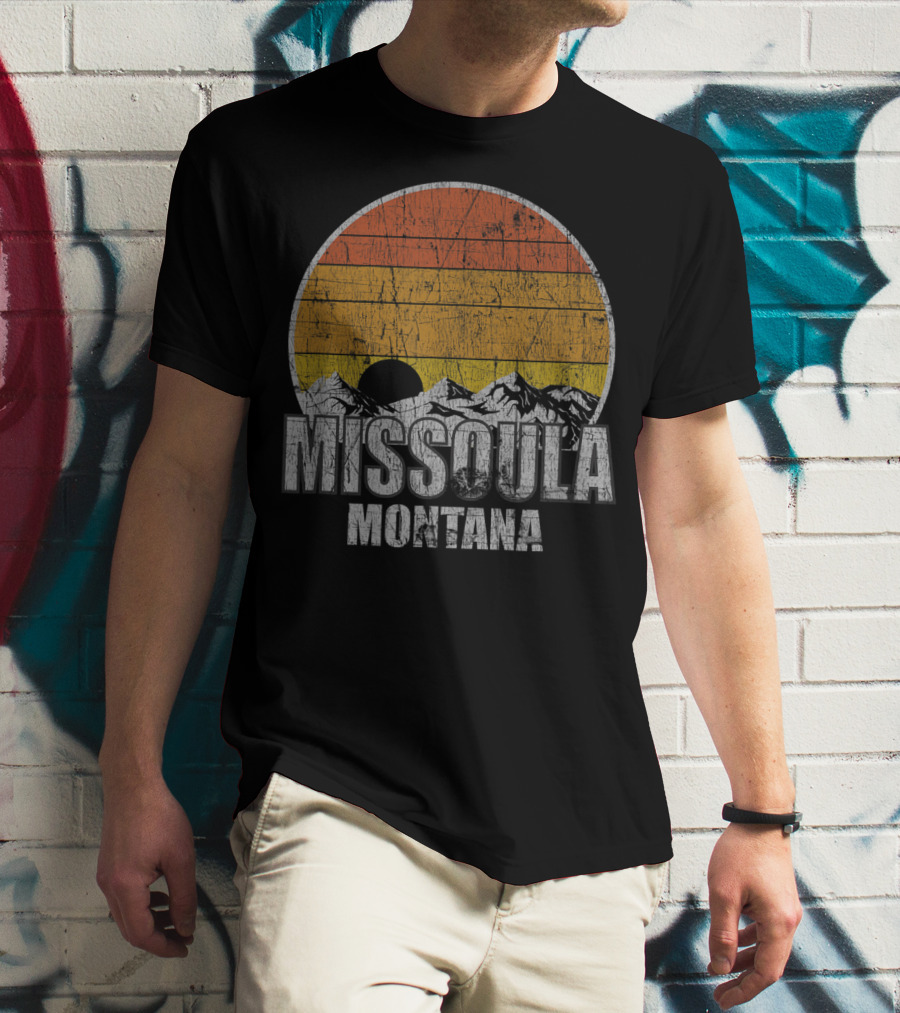 Retro Missoula Montana Vintage Sunset Mountains T-Shirt