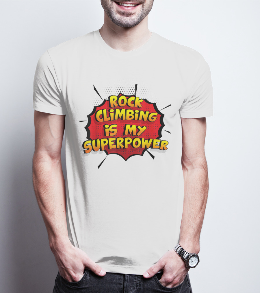 Rock Climbing Is My Superpower Comic Burst T-Shirt