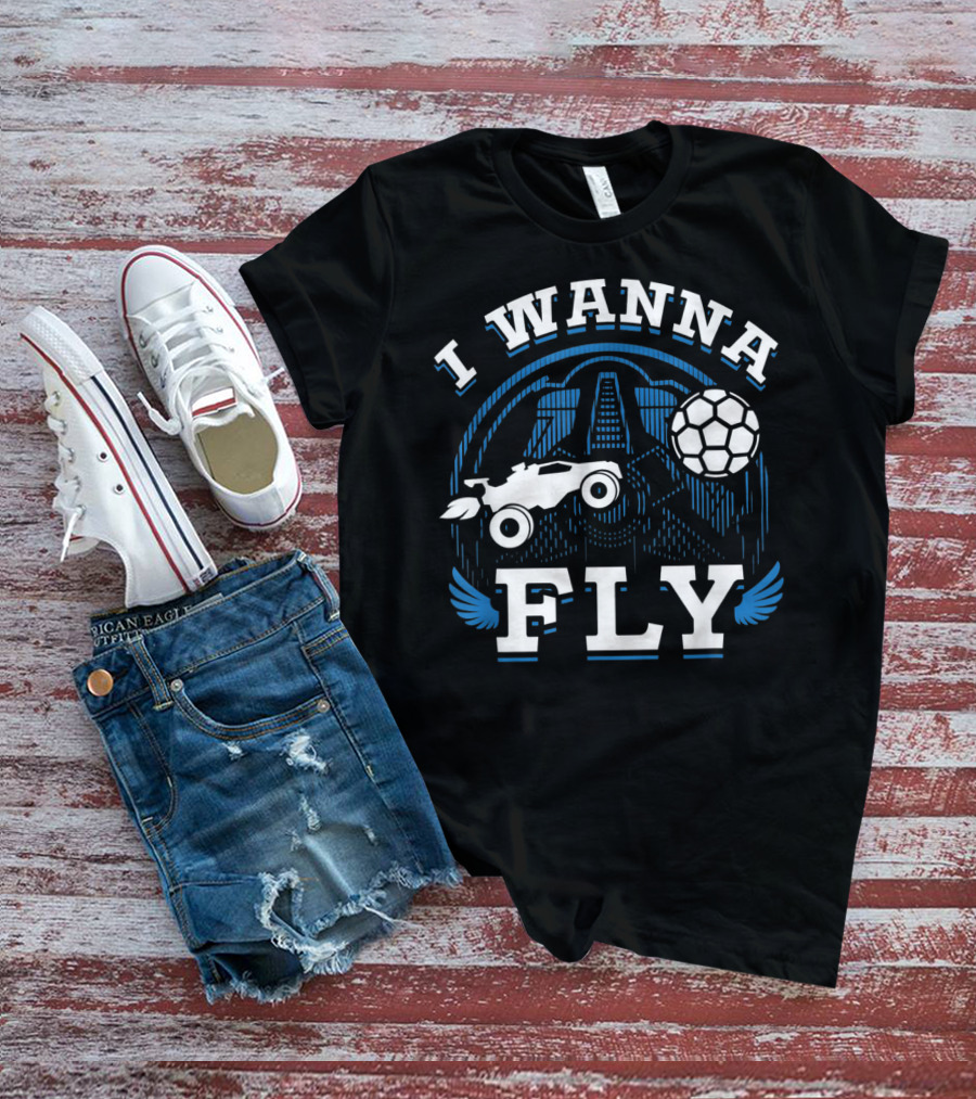 Rokt Leeg I Wanna Fly Funny Troll Car Soccer T-Shirt