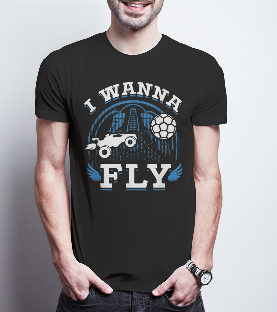 Rokt Leeg I Wanna Fly Funny Troll Car Soccer T-Shirt