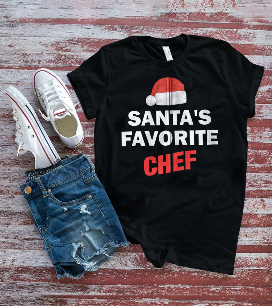 Santa's Favorite Chef Christmas Hat T-Shirt