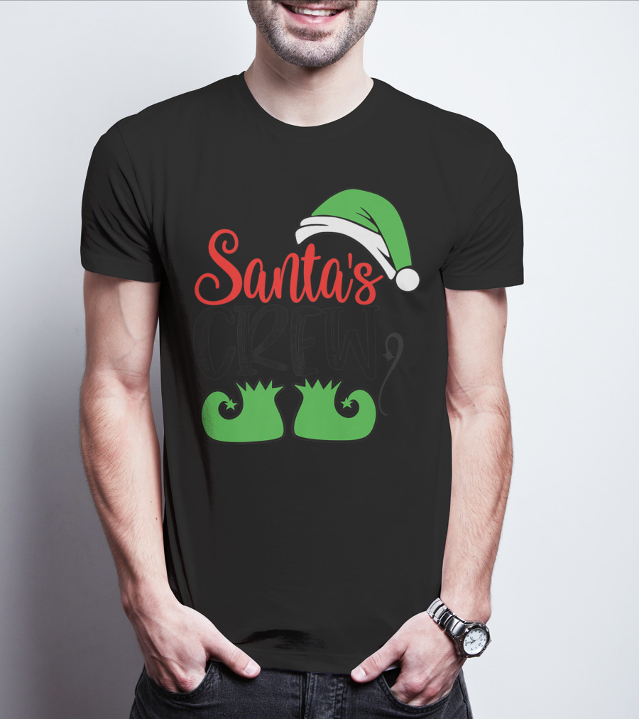 Santa's Crew Christmas Hat And Shoes T-Shirt