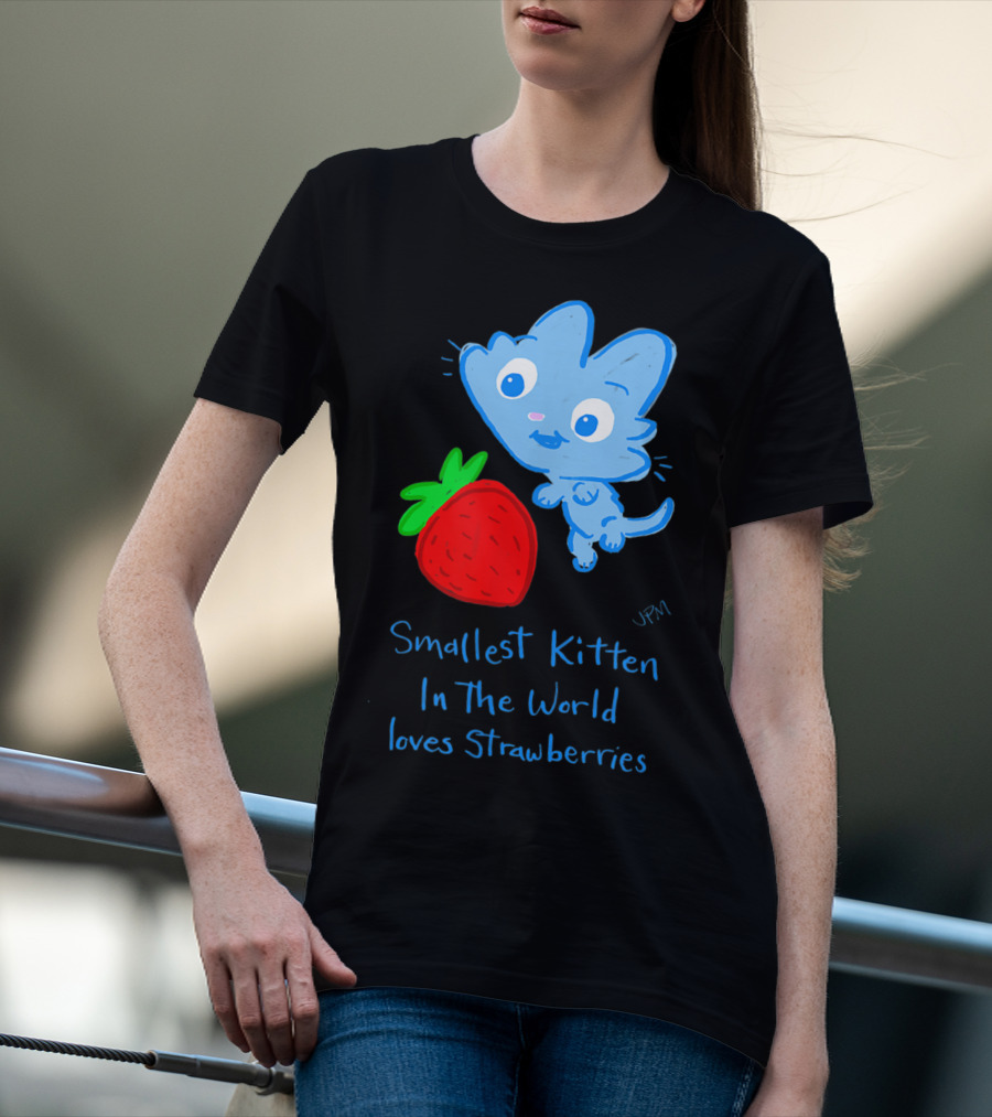 Smallest Kitten In The World Loves Strawberries T-Shirt