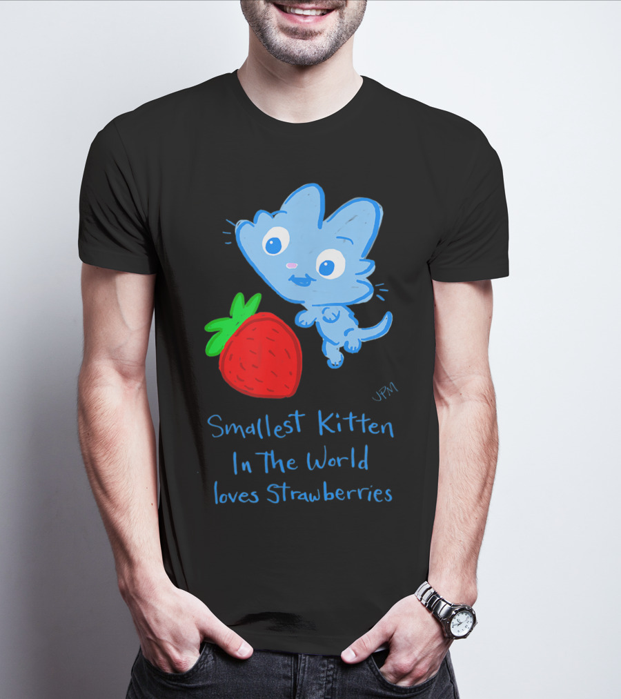Smallest Kitten In The World Loves Strawberries T-Shirt