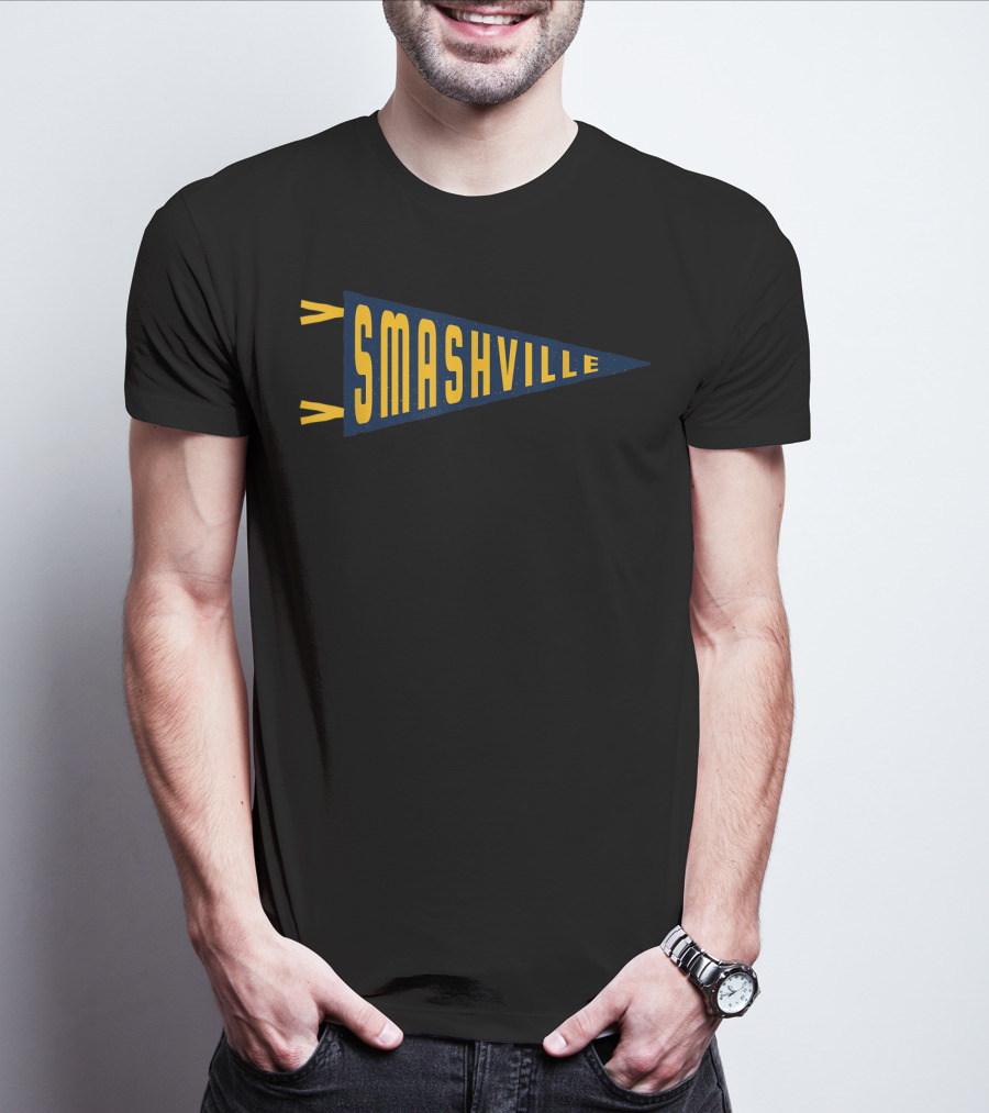 Smashville Pennant Flag Nashville Hockey T-Shirt