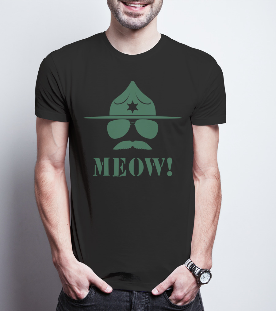 Super Troopers Meow Sheriff Hat And Aviators T-Shirt