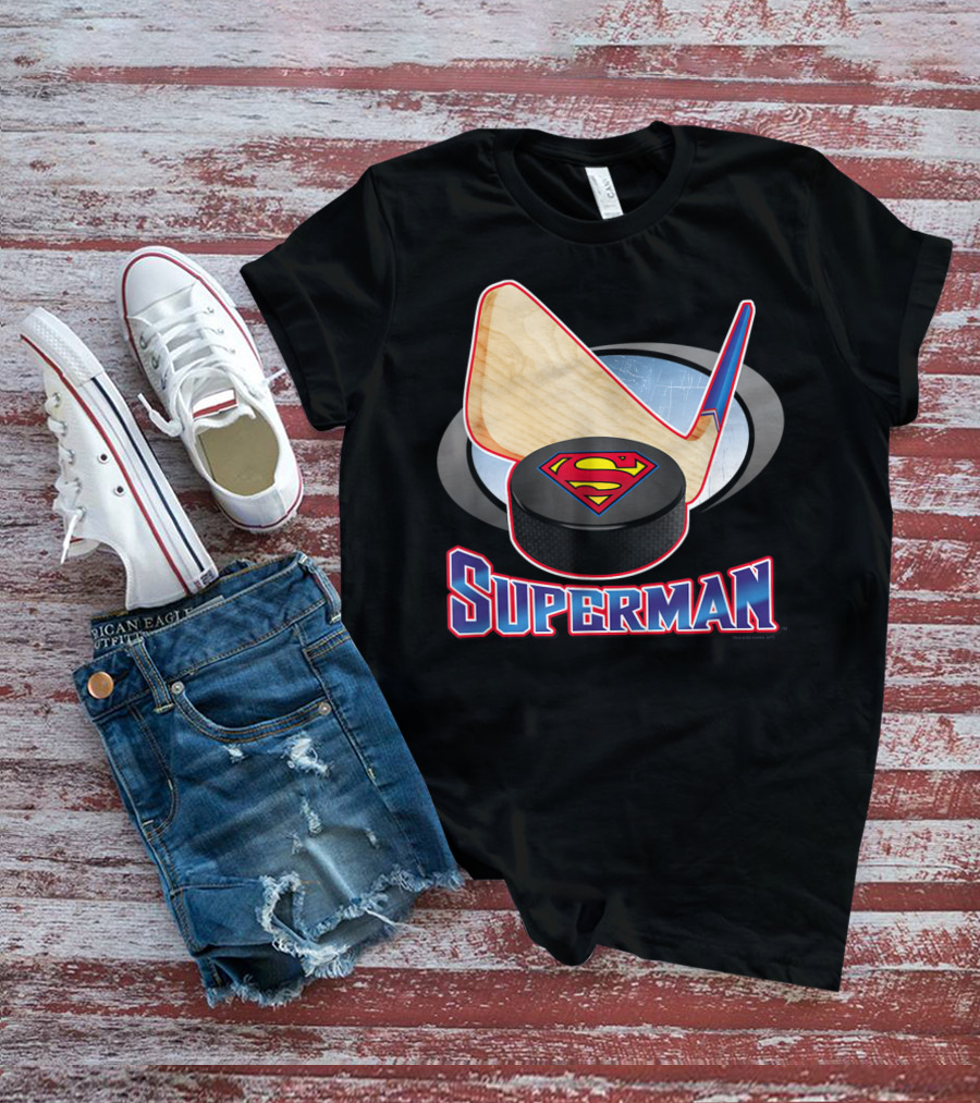 Superman Hockey Stick Puck T-Shirt