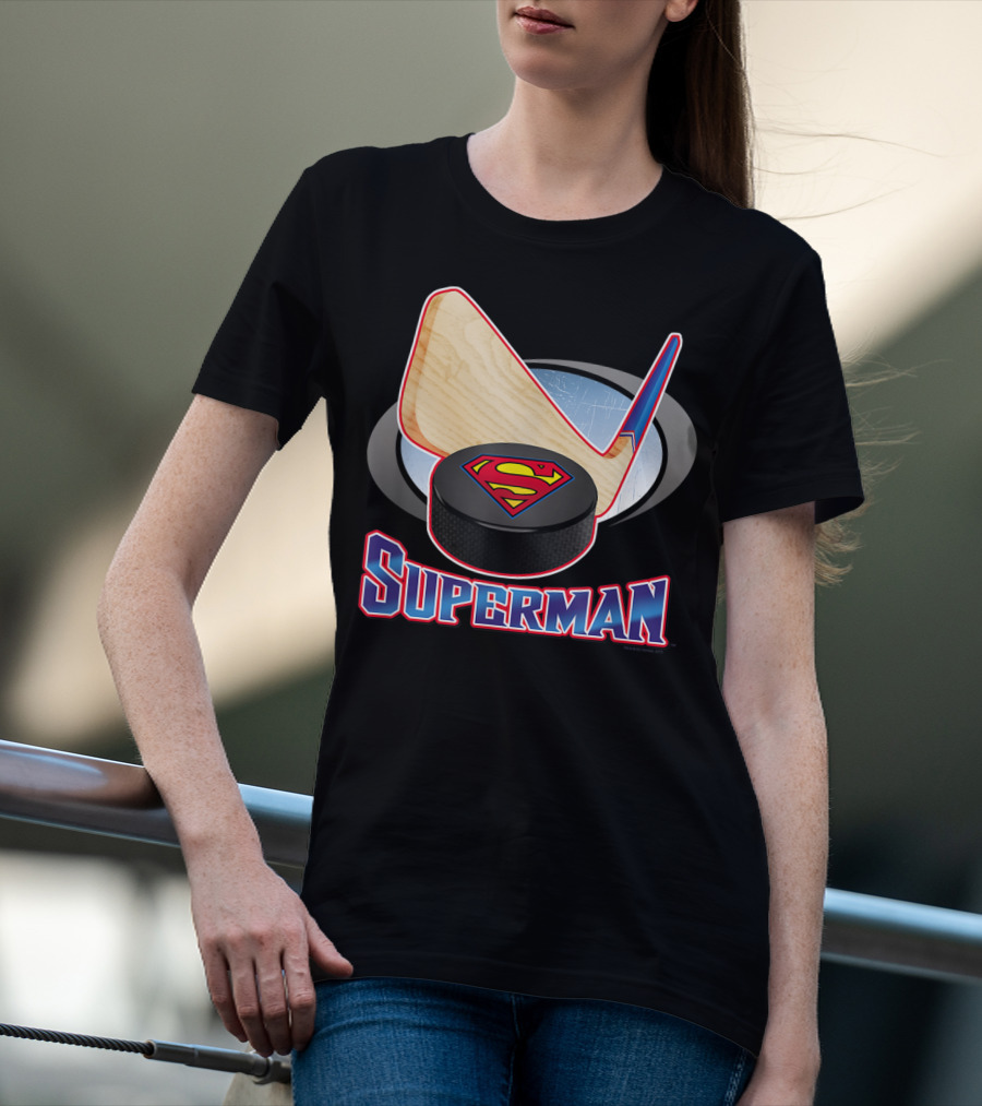 Superman Hockey Stick Puck T-Shirt