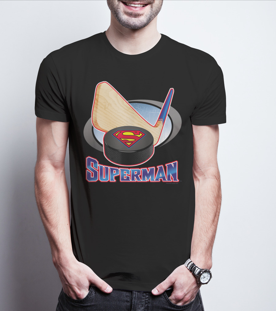 Superman Hockey Stick Puck T-Shirt