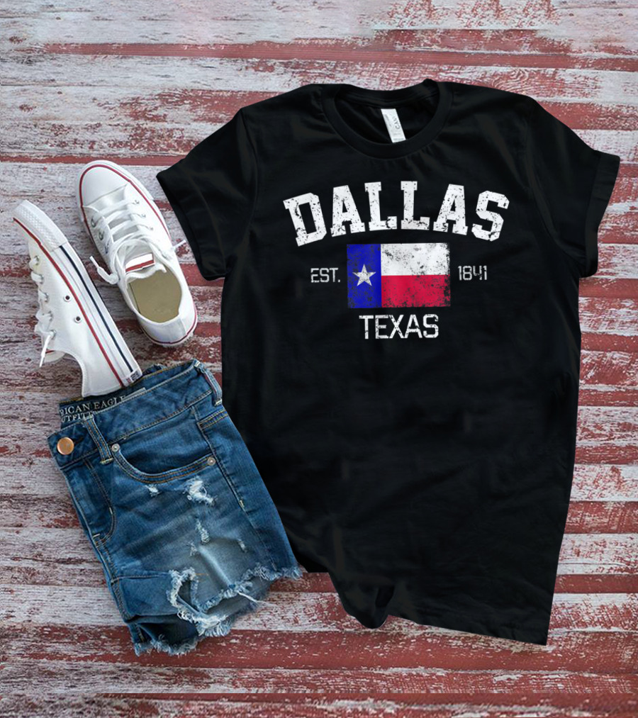Dallas Texas Est 1841 Vintage Texas Flag Iconic T-Shirt