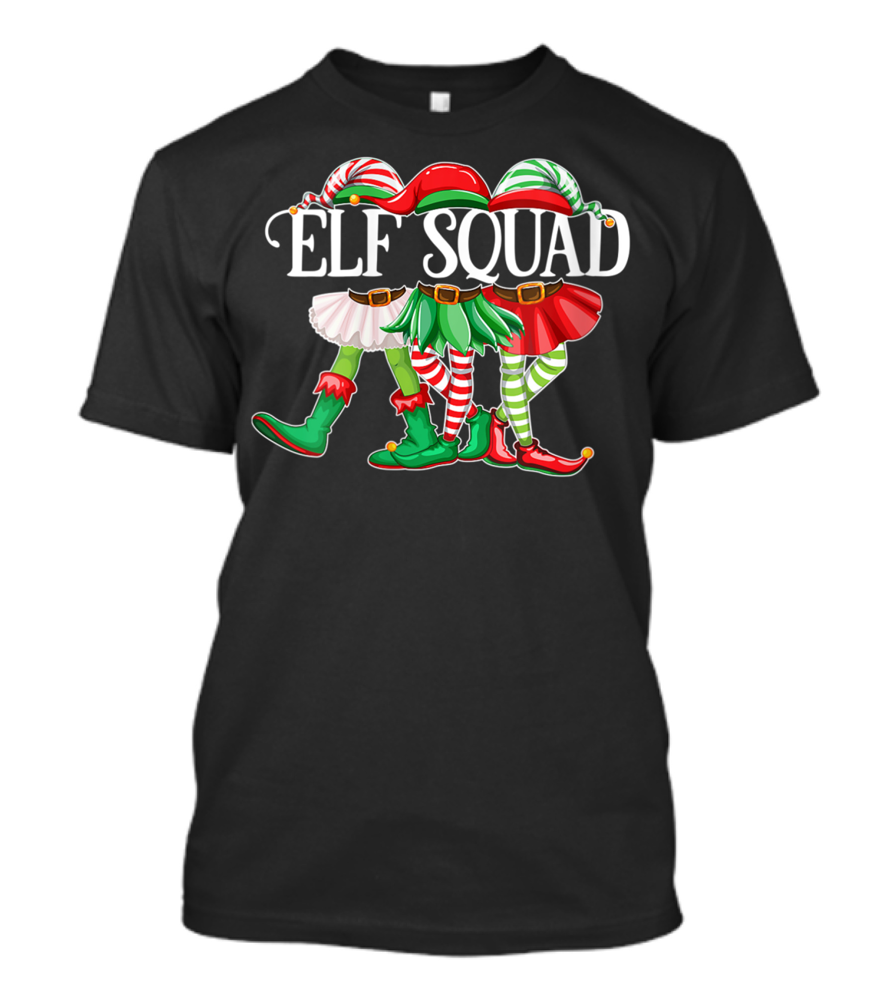 ELF SQUAD Christmas Elves In Festive Attire With Candy Cane Stripes T-Shirt