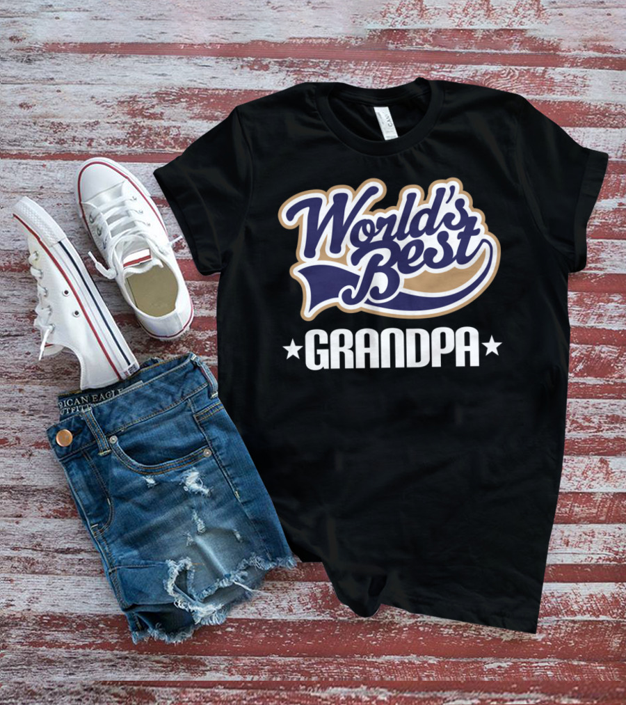 World's Best Grandpa Bold Vintage Style With Stars T-Shirt