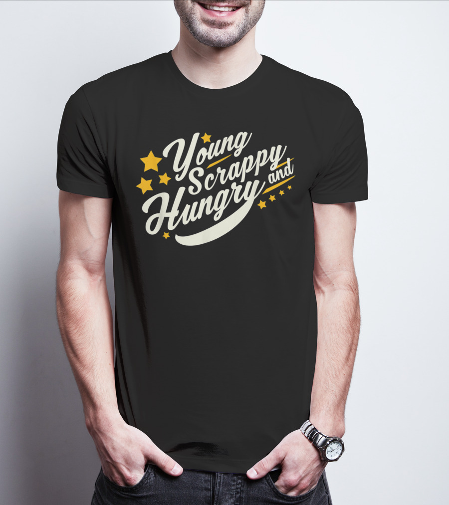 Young Scrappy And Hungry Starry USA Holiday T-Shirt