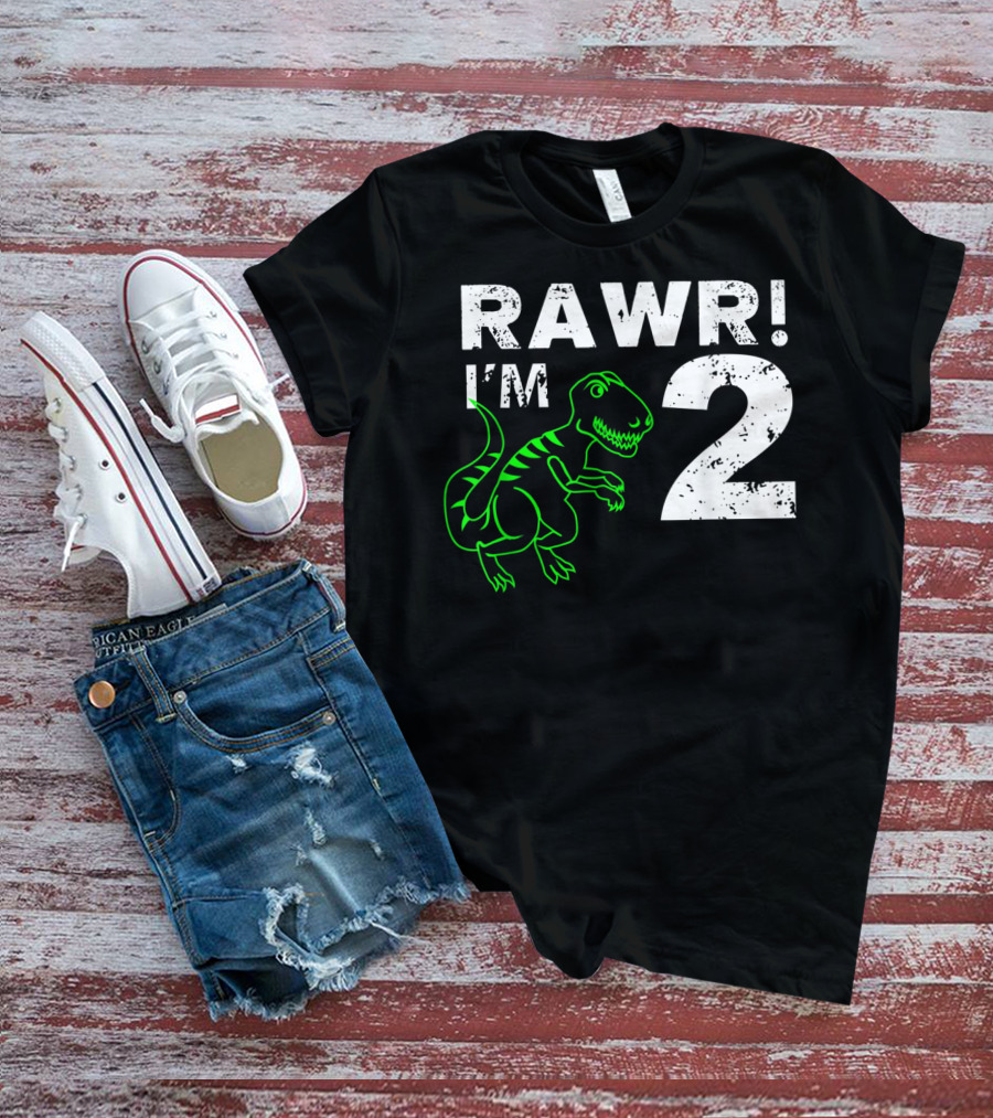 RAWR I'm 2 Dinosaur 2nd Birthday T-Shirt