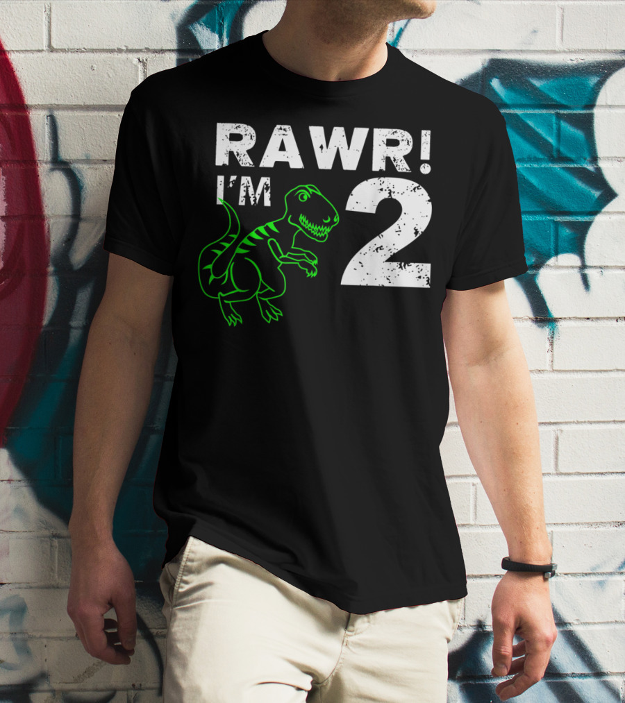 RAWR I'm 2 Dinosaur 2nd Birthday T-Shirt