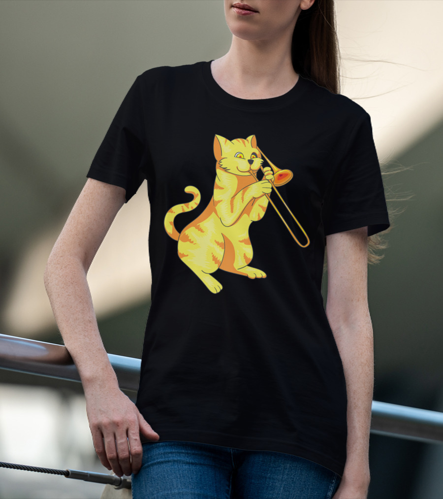 Cat Trombone Meow Music Collection T-Shirt